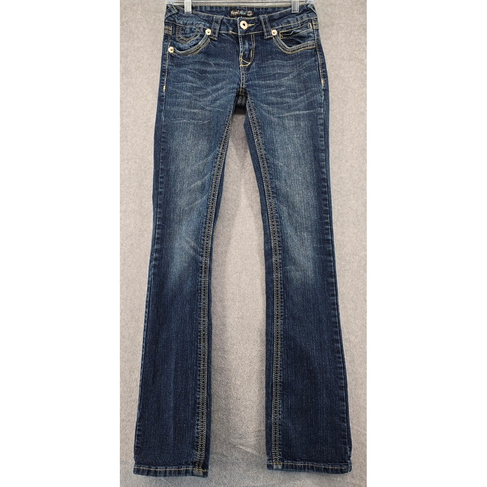 Royal Blue Bootcut Jeans Juniors Sz 3 (29x34) Low‎ Rise Embroidered Western Tall